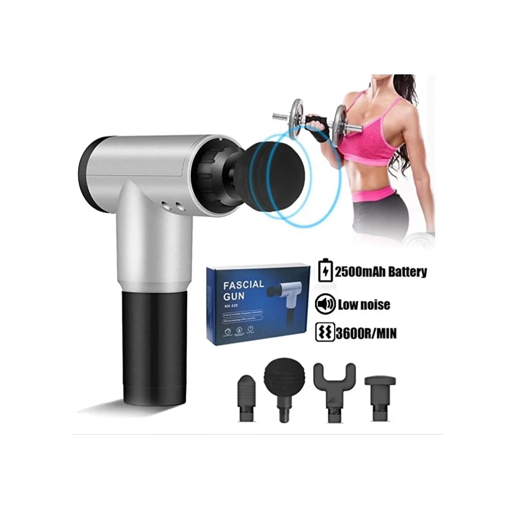 Fascial Gun Rh-320 6 Kademe Hız Ayarlı, 4 Parça Başlıklı, Usb Şarjlı, Masaj Tabanca Aleti 5358 Diğer Fascial Gun Rh-320 6 Kademe Hız Ayarlı, 4 Parça Başlıklı, Usb Şarjlı, Masaj Tabanca Aleti 5358 Diğer