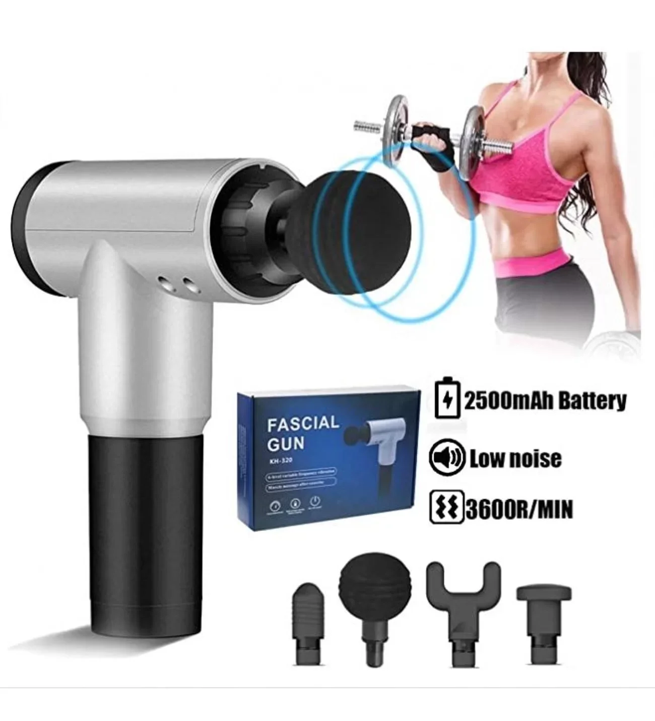 Fascial Gun Rh-320 6 Kademe Hız Ayarlı, 4 Parça Başlıklı, Usb Şarjlı, Masaj Tabanca Aleti Bx40 Fiyatı, Yorumları ve Özellikleri
