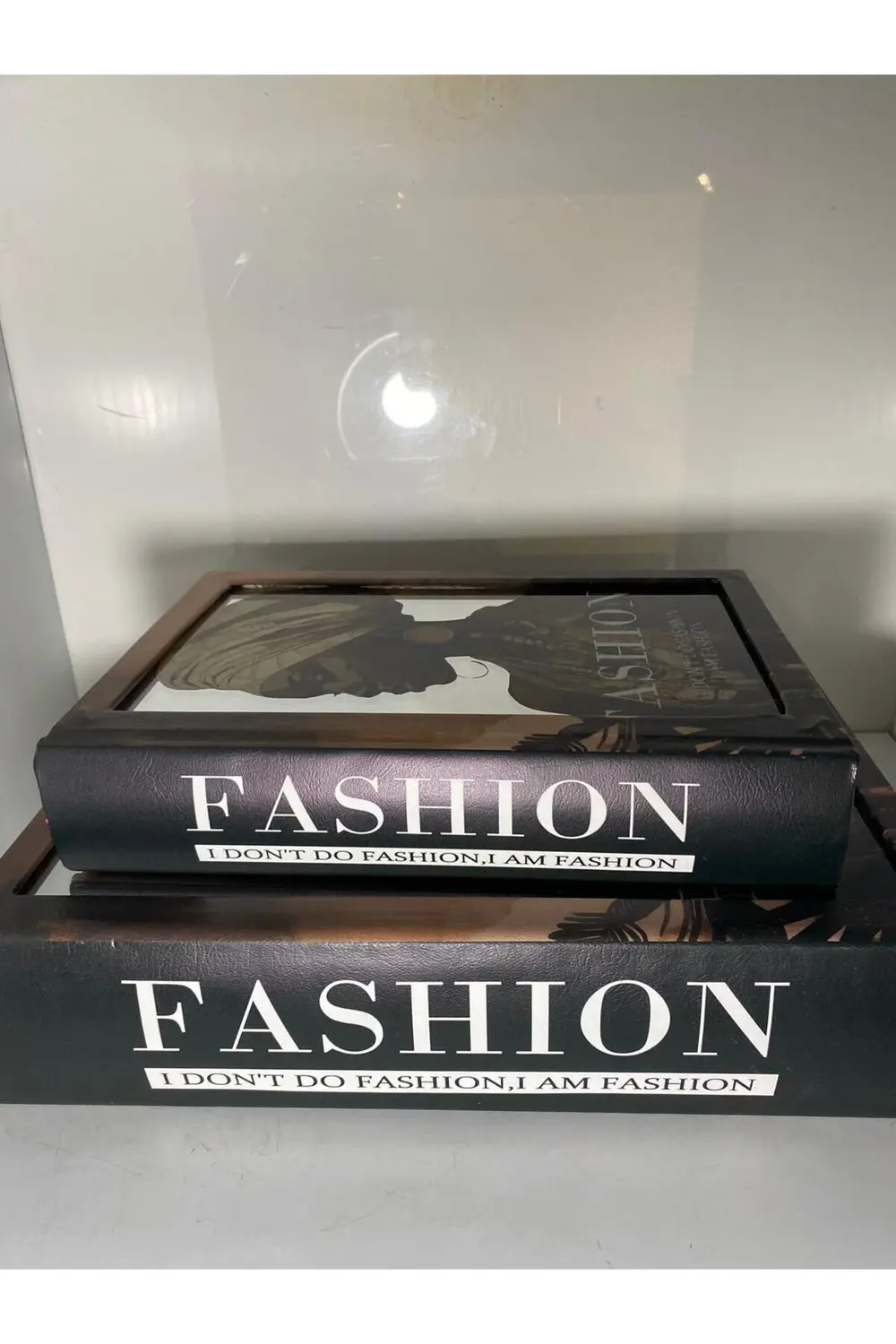 Fashıon Afrikalı Kadın Ahşap Aynalı 2 Li Dekoratif Kitap Kutu