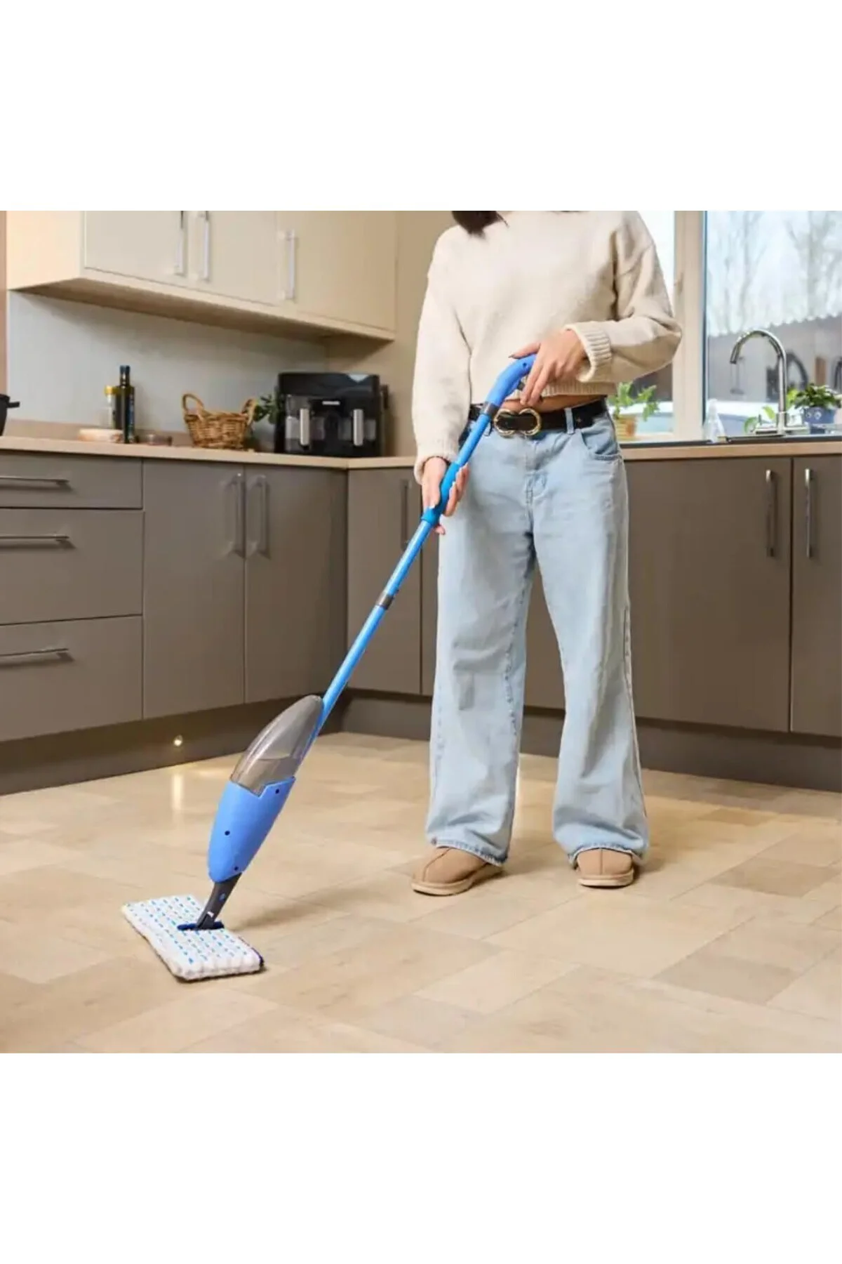 Fashion Çift Taraflı Sprey Mop, Kovasız Pratik Temizlik, 360 Döner Başlıklı Paspas