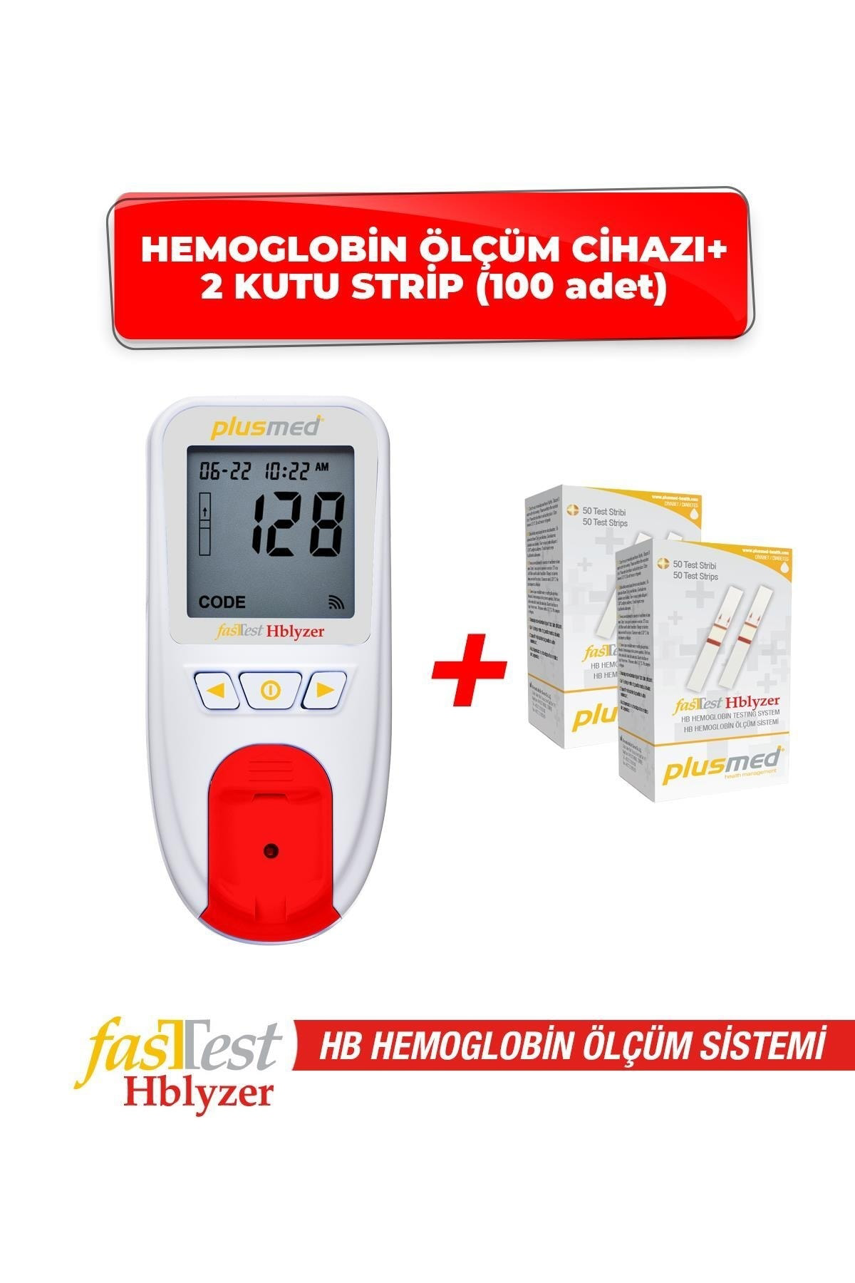 Plusmed Fasttest Hblyzer Hemoglobin Ölçüm Cihazı Ve 2 Kutu Strip