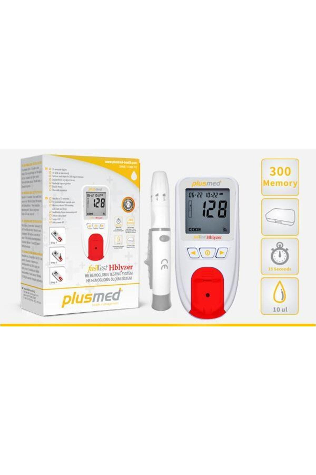 Plusmed Fasttest Hblyzer Hemoglobin Ölçüm Test Cihazı-Usb'li