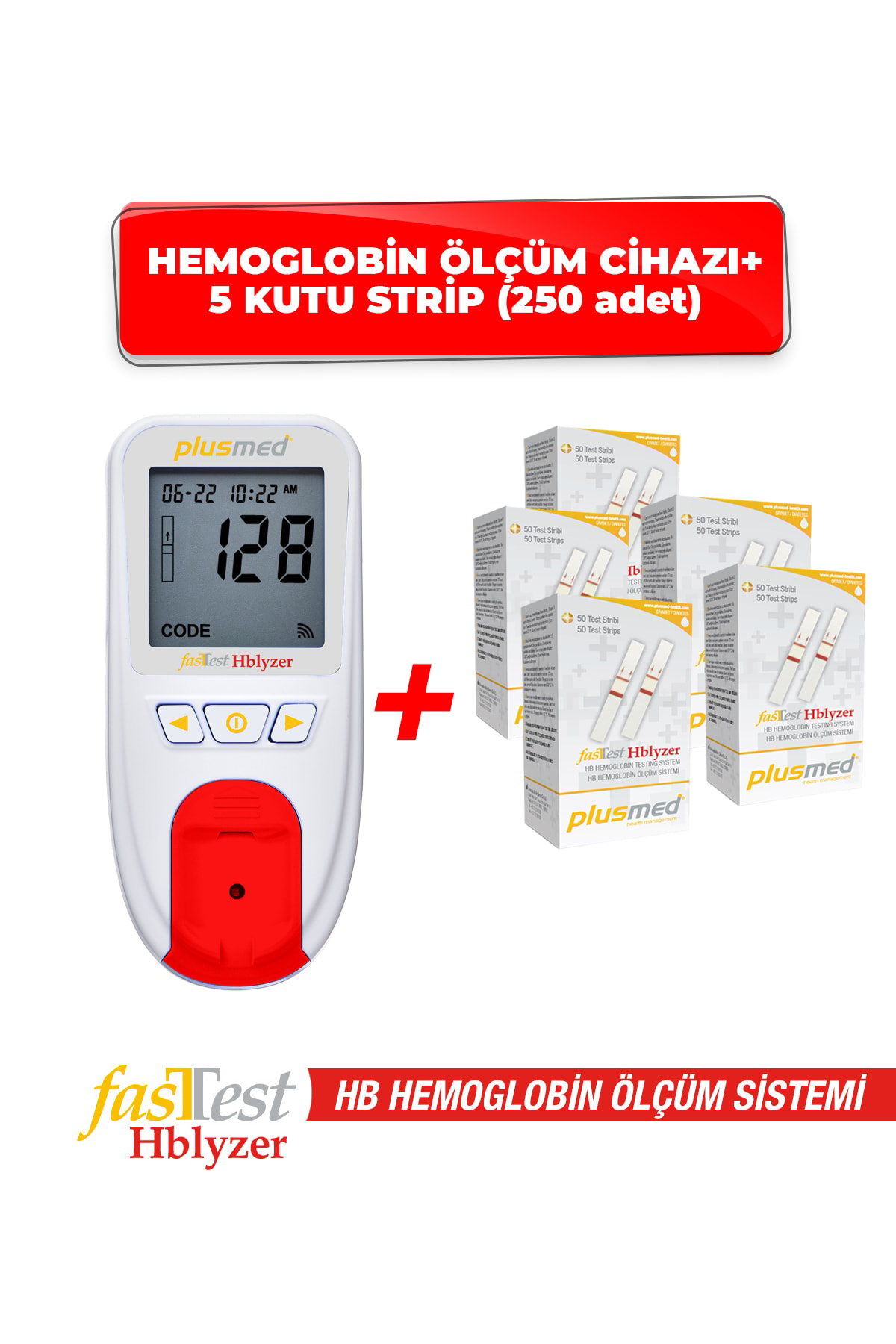 Fasttest Hblyzer Hemoglobin Ölçüm Cihazı Ve 5 Kutu Strip