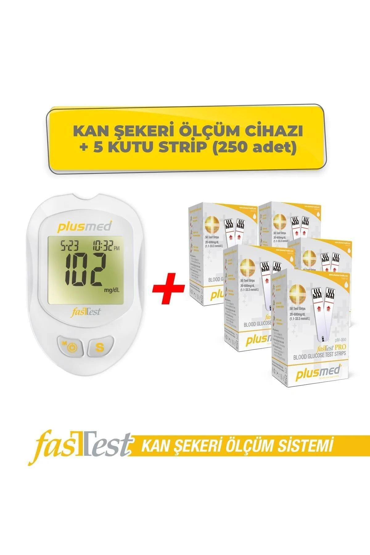 Fasttest Kan Şekeri Ölçüm Cihazı Ve 5 Kutu Strip