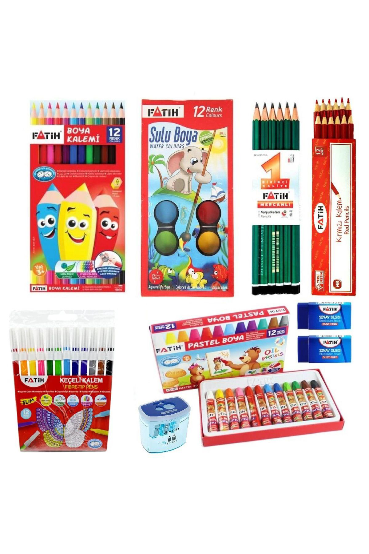 Fatih Kalem Fatih Okul Kırtasiye Seti Pastel Sulu Kuru Keçeli Kalem Fatihset2