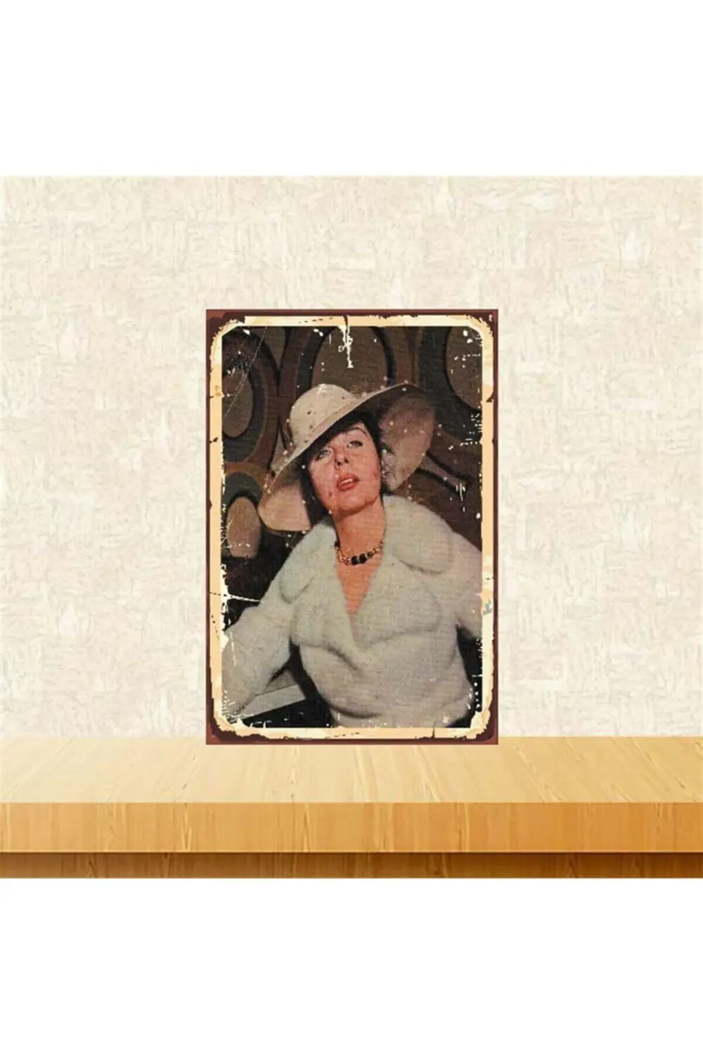 Fatma Girik 20-30 Cm Retro Ahşap Poster Tkfx3739