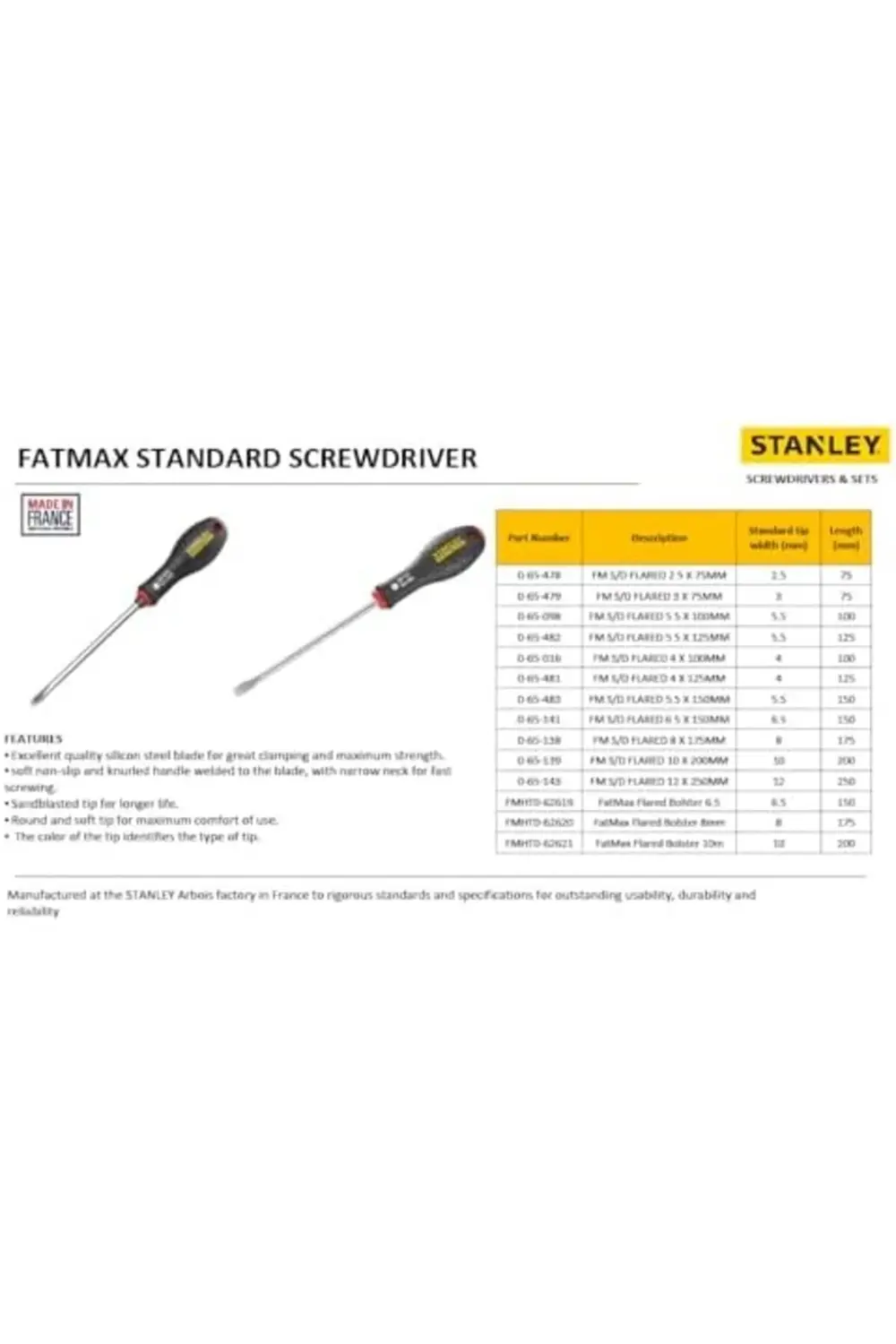 - FatMax Tornavida Düz, Parallelspitze 10 Mm, 200 Mm Schwertlaeng