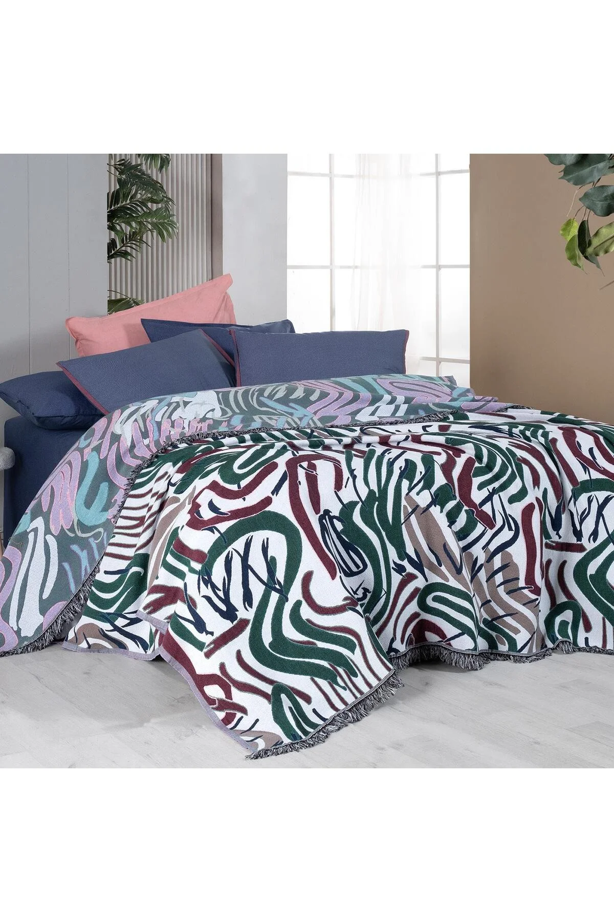 Favor Multicolor Çift Kişilik %100 Pamuk İpliği Boyalı Pike Takımı Favor Multicolor Çift Kişilik %100 Pamuk İpliği Boyalı Pike Takımı