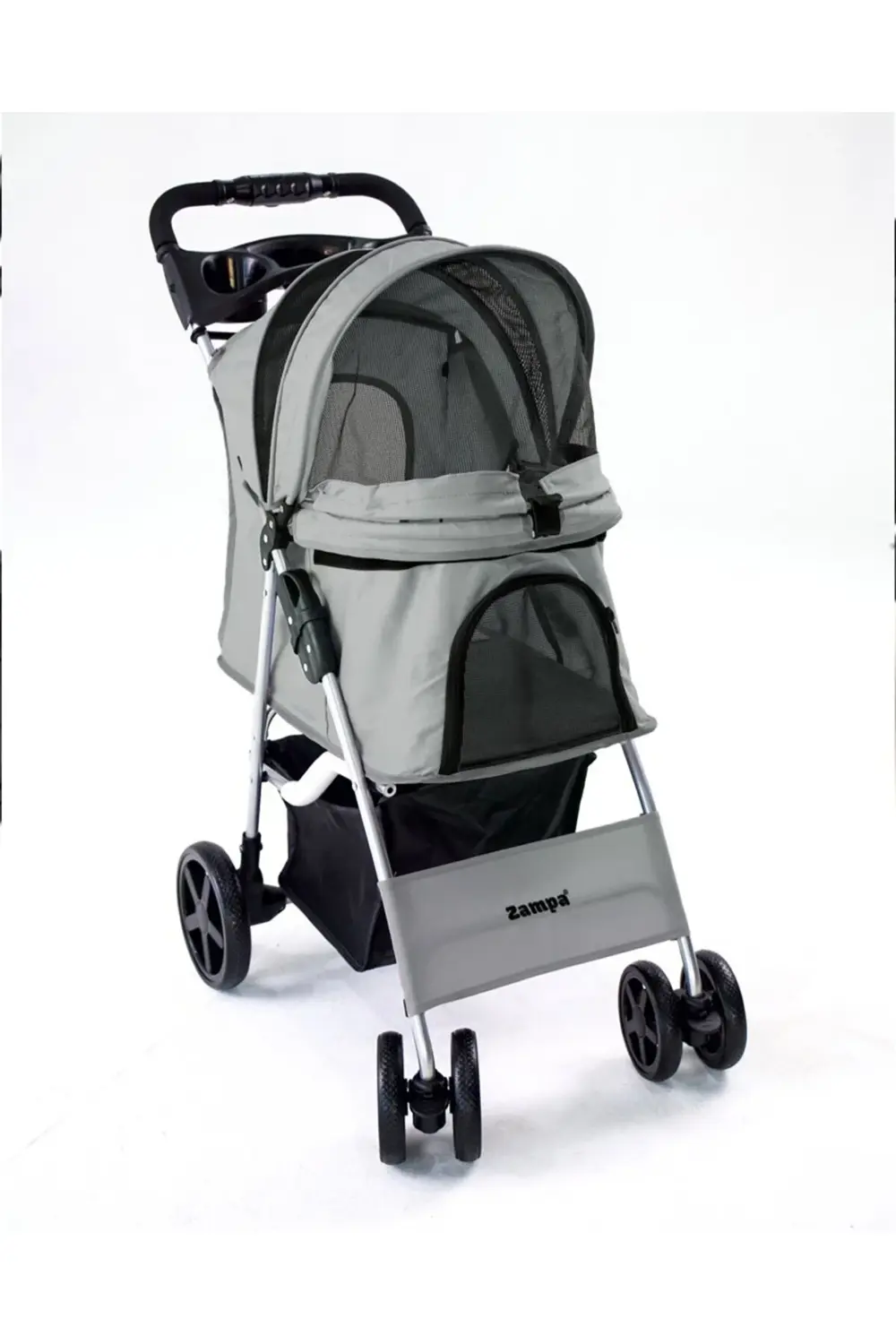 Favorite Gri Kedi Köpek Arabası - Katlanabilir, Süspansiyonlu Tek