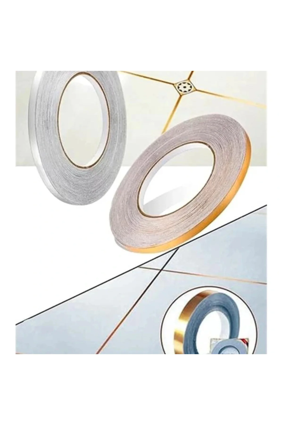 Fayans Arası Yapışkanlı Folyo Derz Bandı Şerit Bant Gold 1 Cm 50 Metre 1420