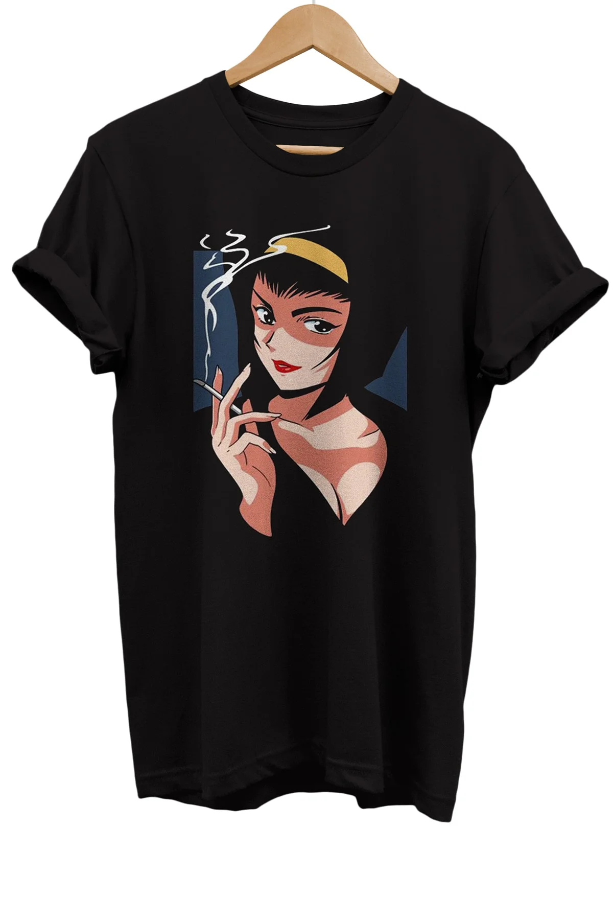 Faye Noir Baskılı %100 Pamuk Basic T-shirt Normal Beden Tişört