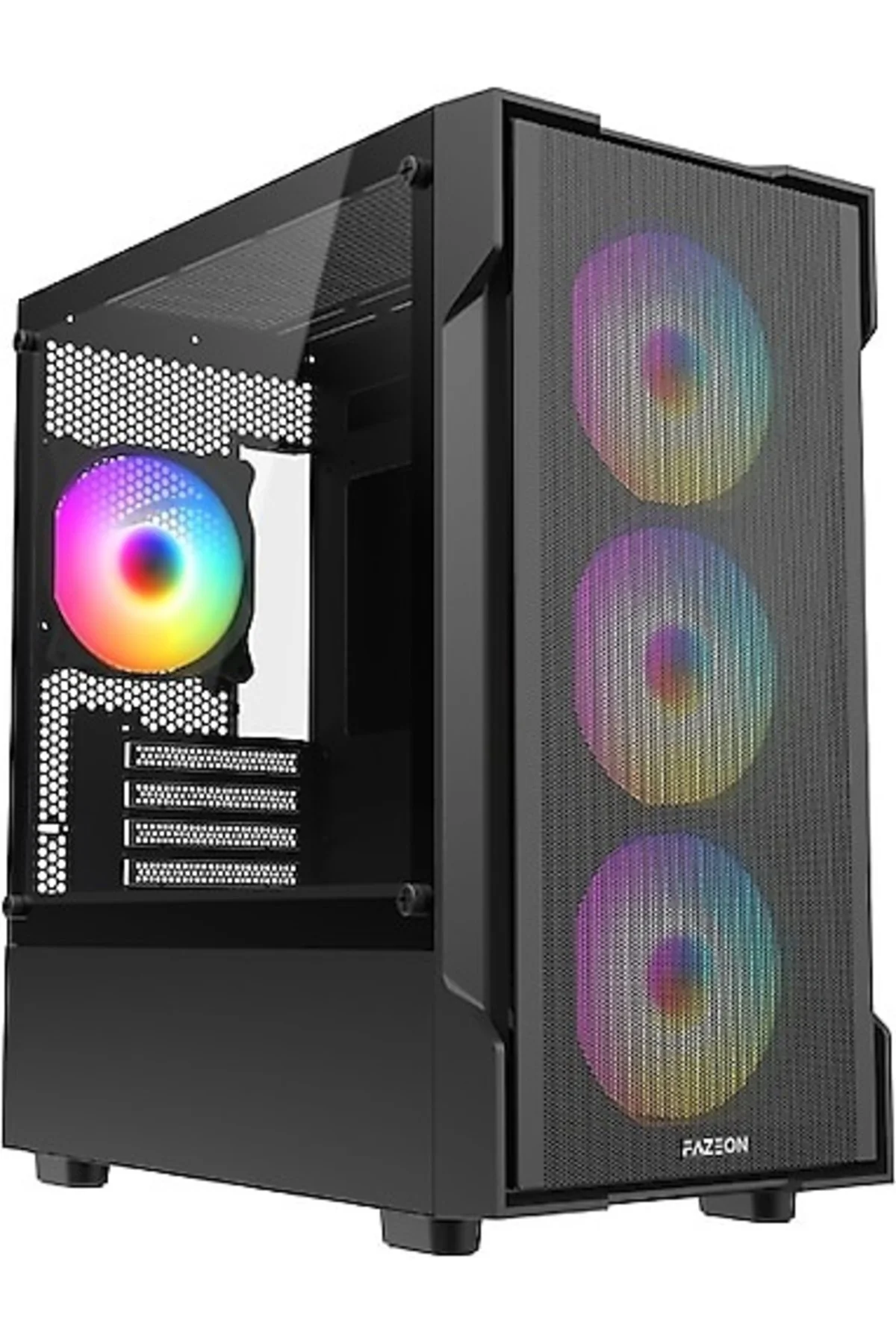 FAZEON F1 650W 80+ BRONZE Mesh 4x120mm Rainbow Fanlı mATX Bilgisayar Kasası
