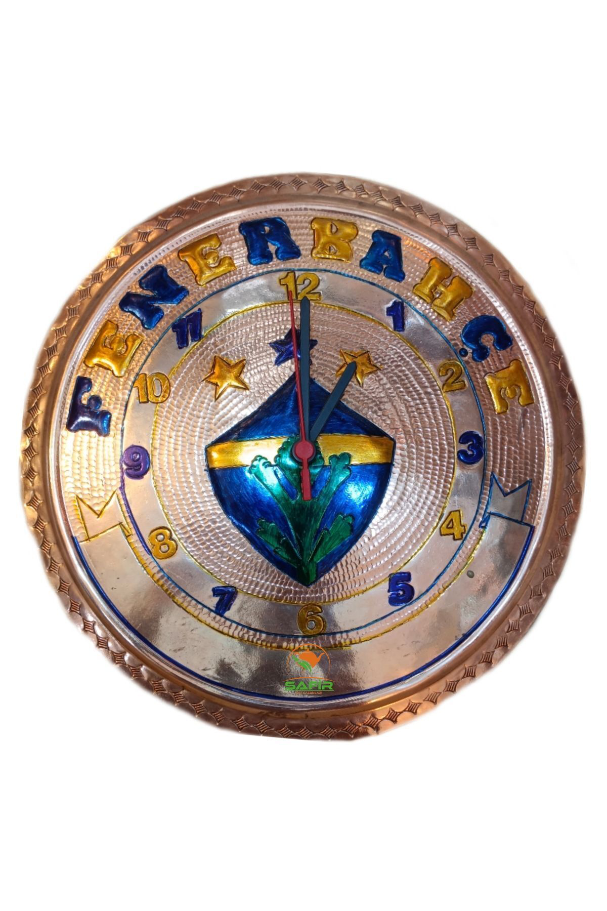 FB Bakır Duvar Saati Özel el işlemesi Bakır FB Taraftar Saati Bak