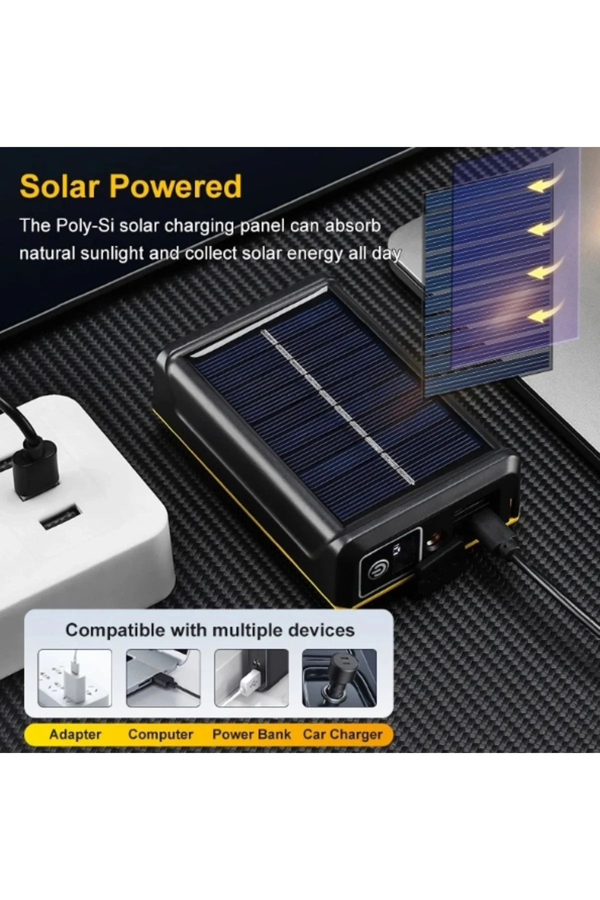 F.B.I Pro F-3003 Alüminyum Pm10-Tg Led Type-C Powerbank Ve Solar Şarjlı Kamp Kafa Feneri - Görsel 3
