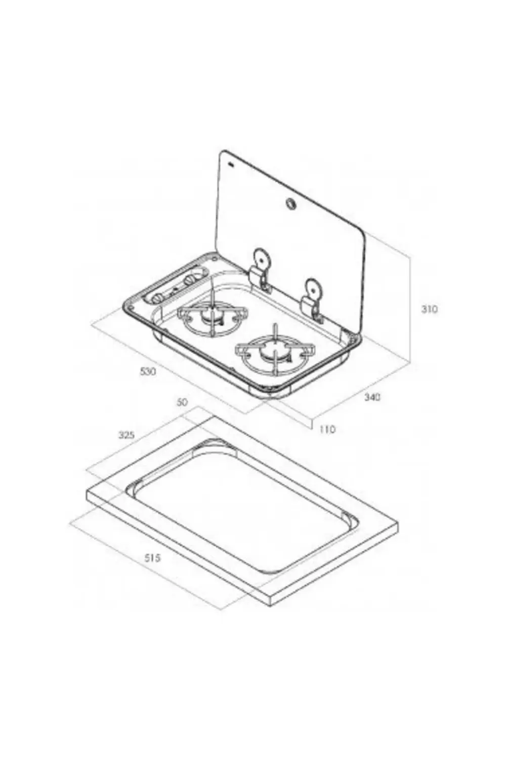 FC1336 Çift Gözlü Ankastre Kapaklı Ocak