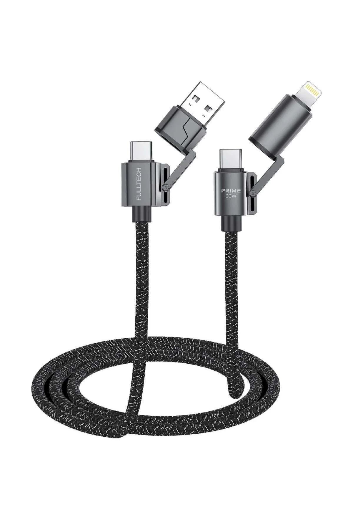 FC154 4'ü 1 Arada Şarj Kablosu PD 100W Type-C & Lightning Hızlı Şarj (A+C to C+L, 1.2M Örgü )