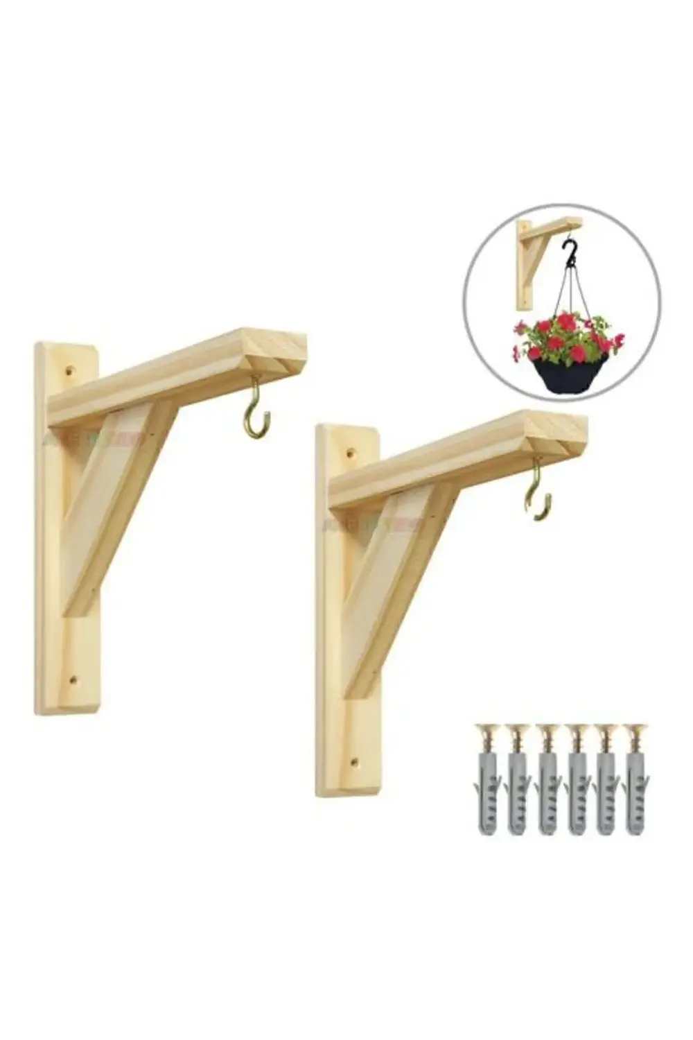 F.d Ahşap 2li Duvar Askısı Saksılık Çok Amaçlı