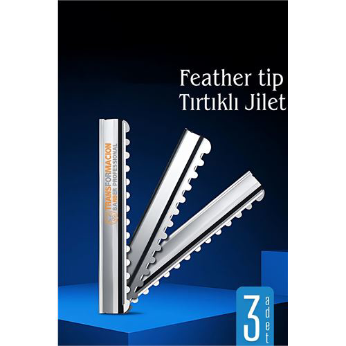 Feather Tip Tırtıklı Ustura Jileti 3 Adet Feather Tip Tırtıklı Ustura Jileti 3 Adet