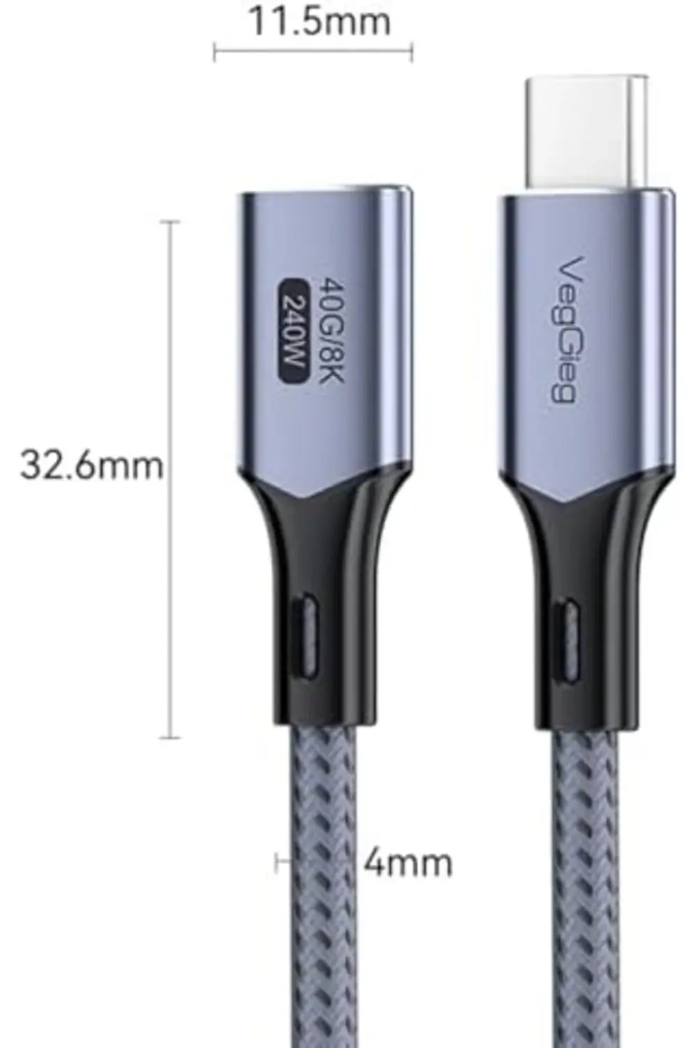 fee USB 4.0 E-Mark 240W 40Gbps Thunderbolt 4 8K 60Hz Type-C Uzatm
