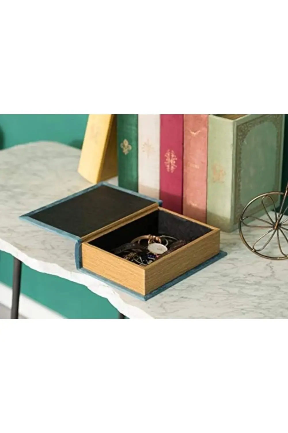 fee Vintiquewise QI003691.B kitap şeklinde dekoratif saklama kutu