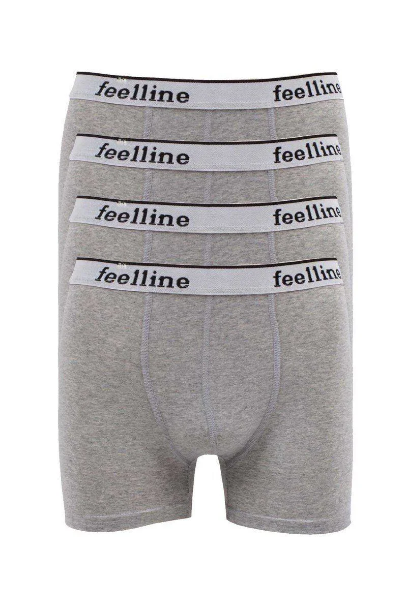 Feelline Gri Pamuklu Doğal Likralı Erkek Boxer 4'lü Paket - Terletmeyen Rahat İç Çamaşırı Fiyatı, Yorumları ve Özellikleri