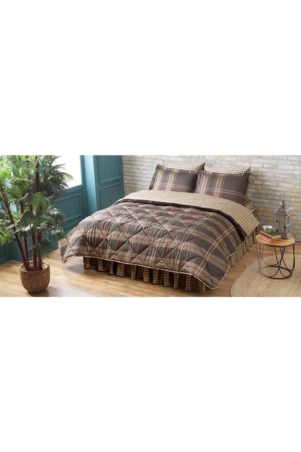 Felicity Saten Çift Kişilik Uyku Seti Kahverengi