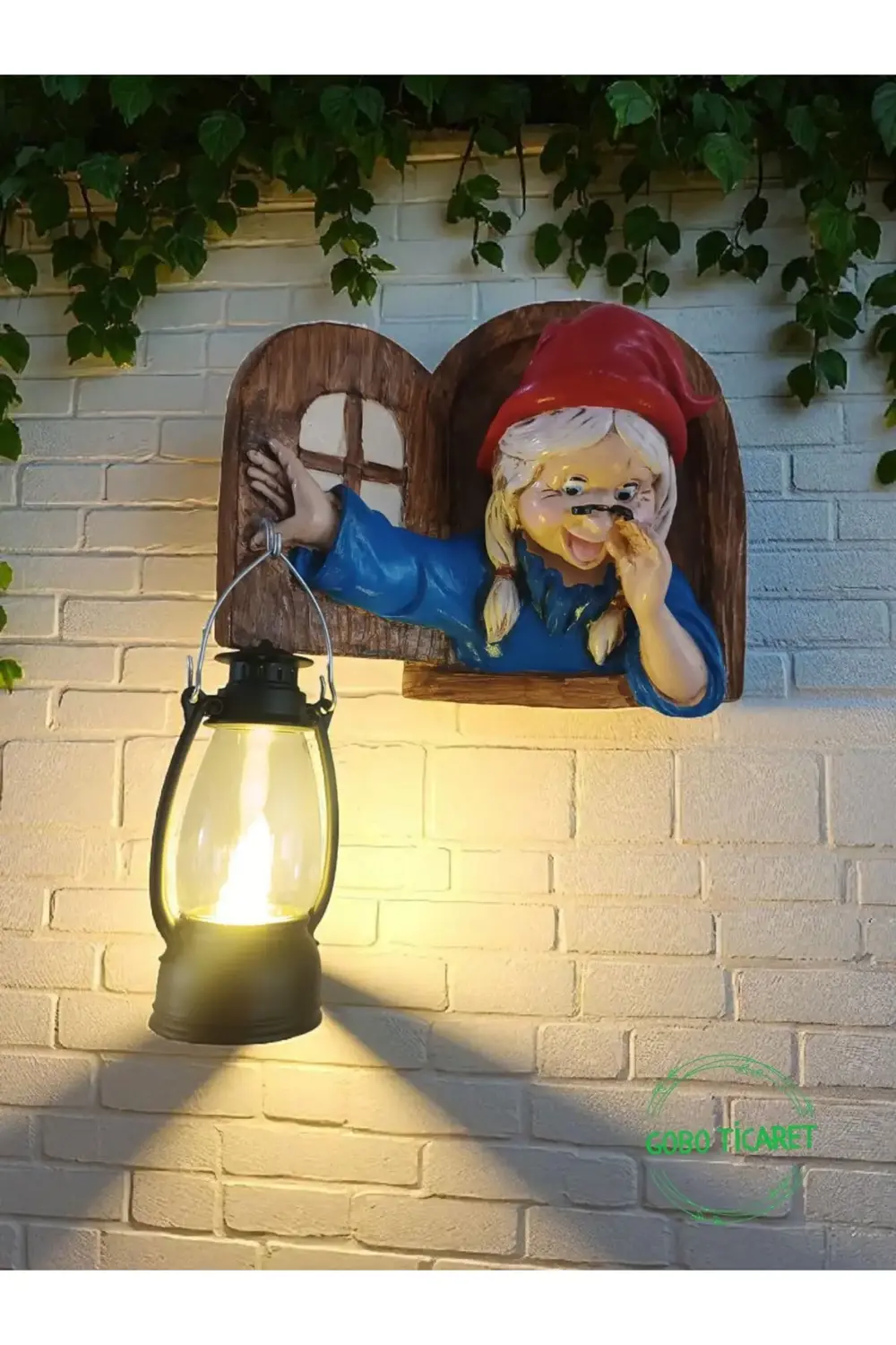 Fenerli Dekoratif Cüce Figürlü Dede ve Nine 2li Set Duvar ve Kapı