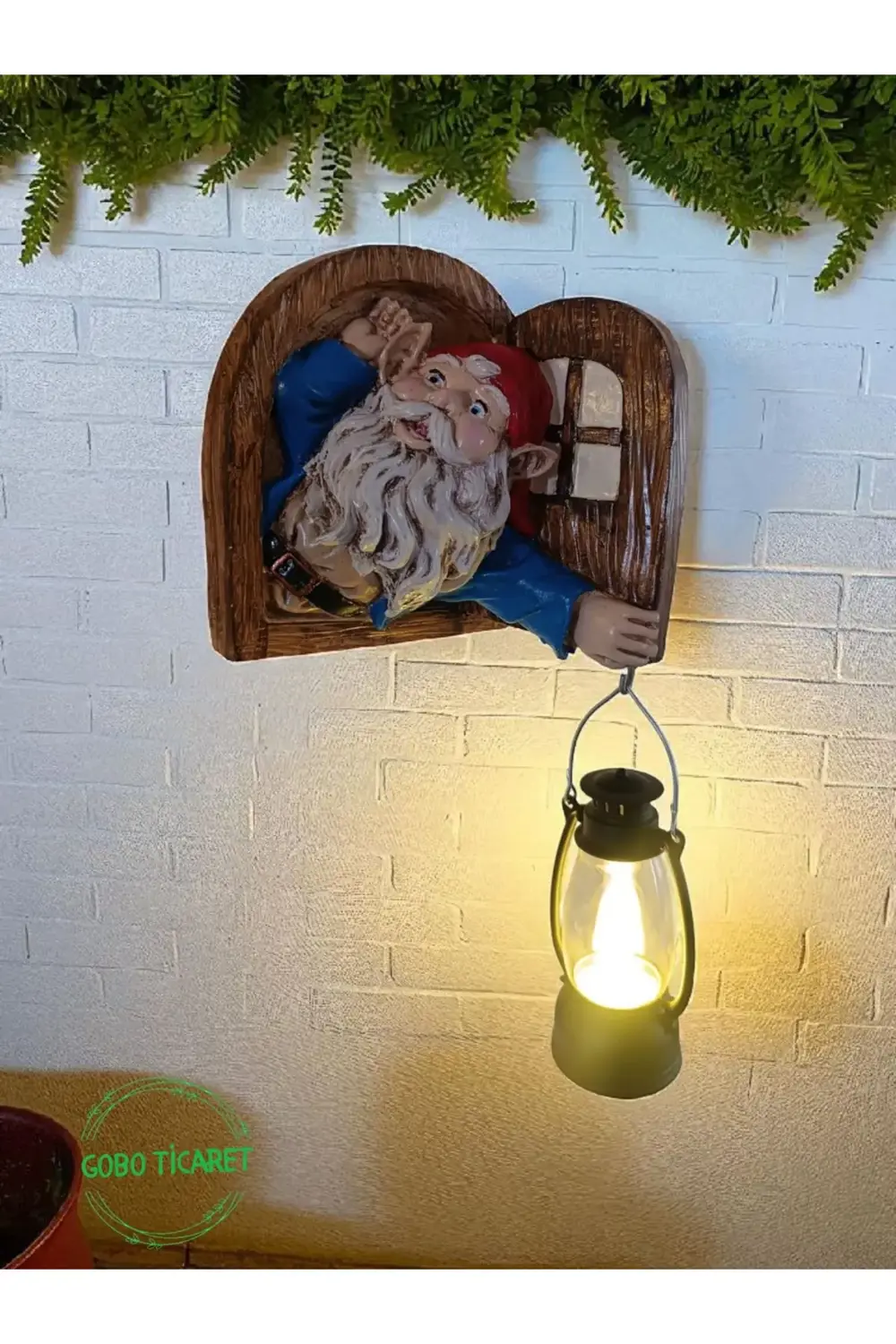 Fenerli Dekoratif Cüce Figürlü Dede ve Nine 2li Set Duvar ve Kapı