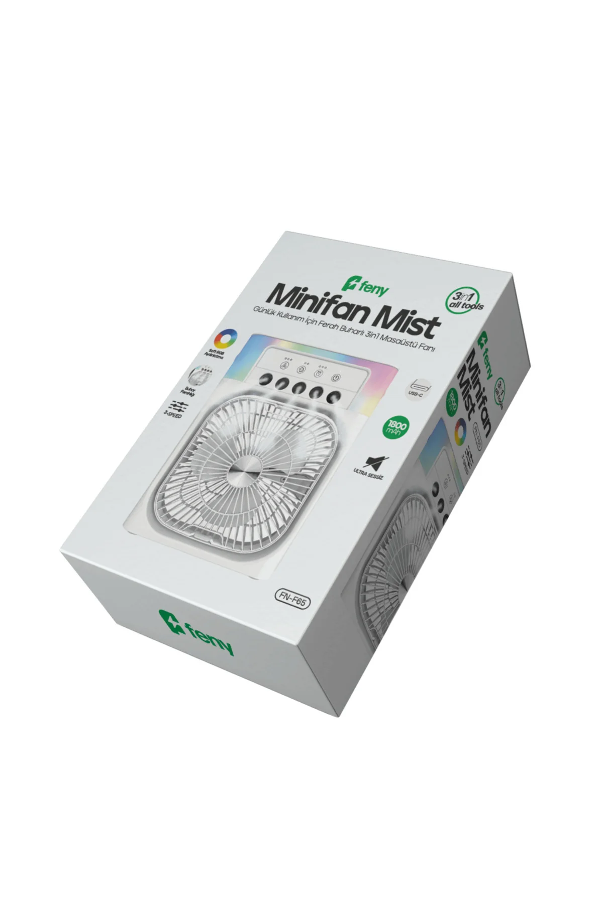 FENY FN-F65, BEYAZ, 3 Kademeli Hız, Buharlı Ferahlık, RGB Aydınlatma, 6&amp;quot; Kanat, Masaüstü, D
