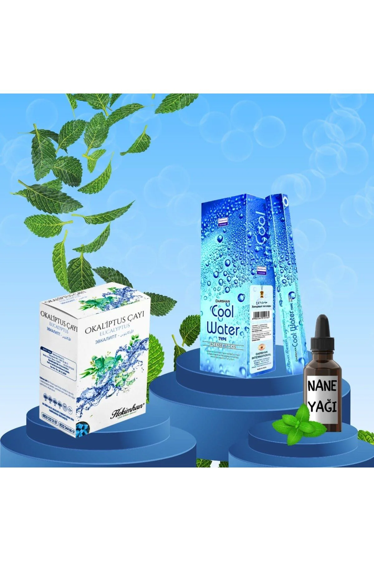 Ferah Ortam Seti Cool Water Tütsü 20 Çubuk + Okaliptüs Küp Çay +