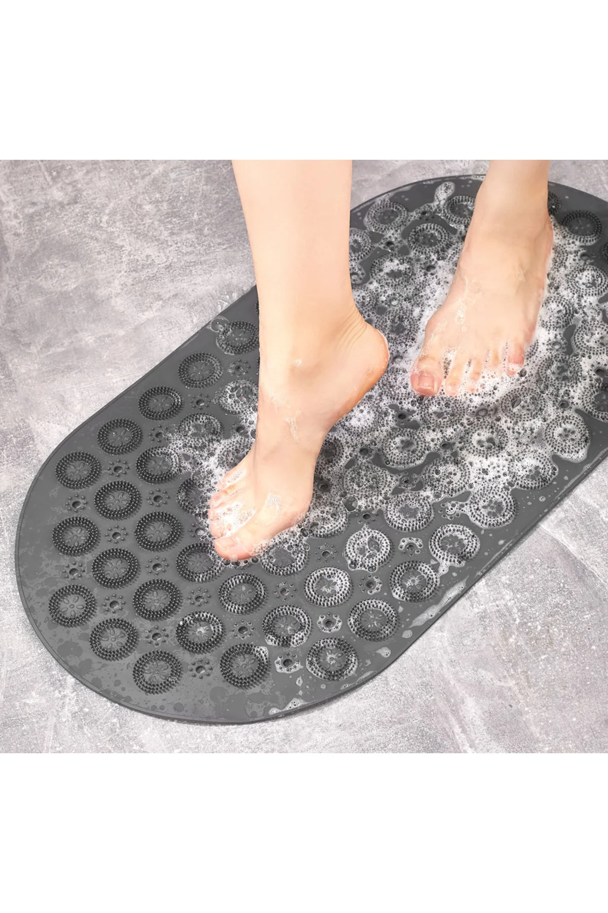 Ferah Plastik Masajlı Kaymaz Banyo Paspası – | Oval Şekil | Vantuzlu ve Su Geçirmez