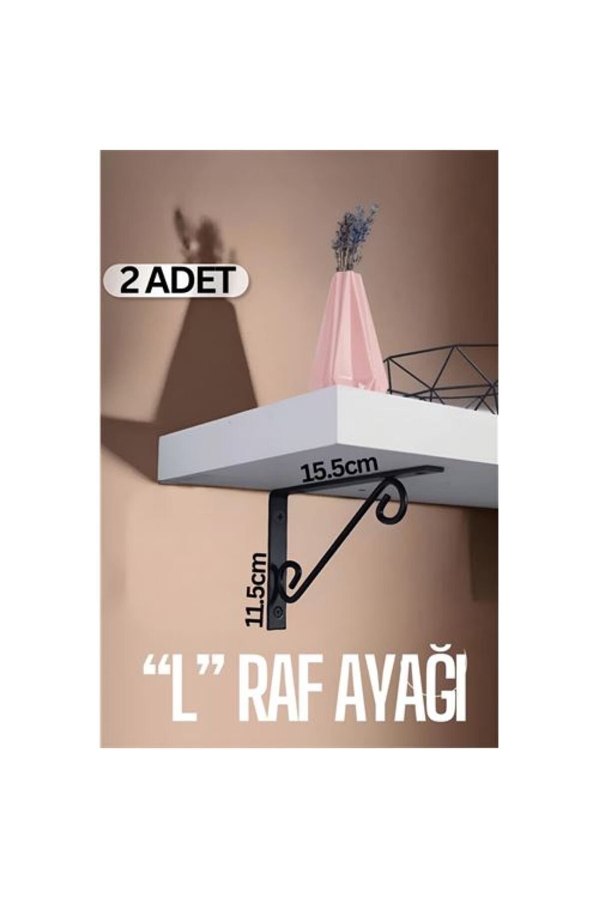 Ferforje  L Raf Altı Raf Ayağı 15.5X11.5 cm 2 Adet