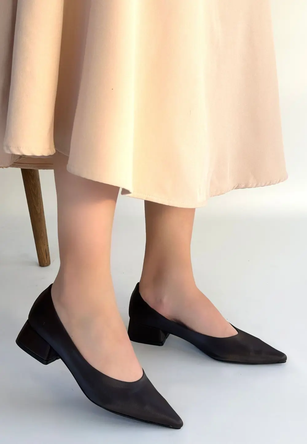 Ferla Acı Kahve Cilt Topuklu Ayakkabı