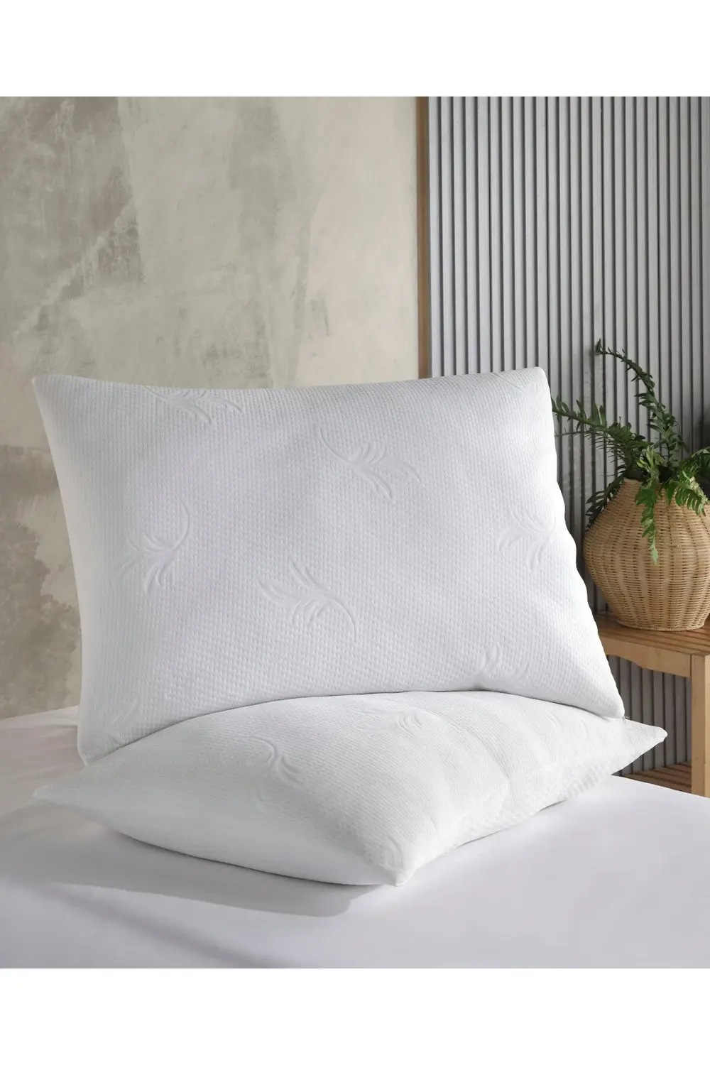 Fermuarlı Çiçek Desen Beyaz Yastık Koruyucu Kılıf Yastık Kılıfı 2