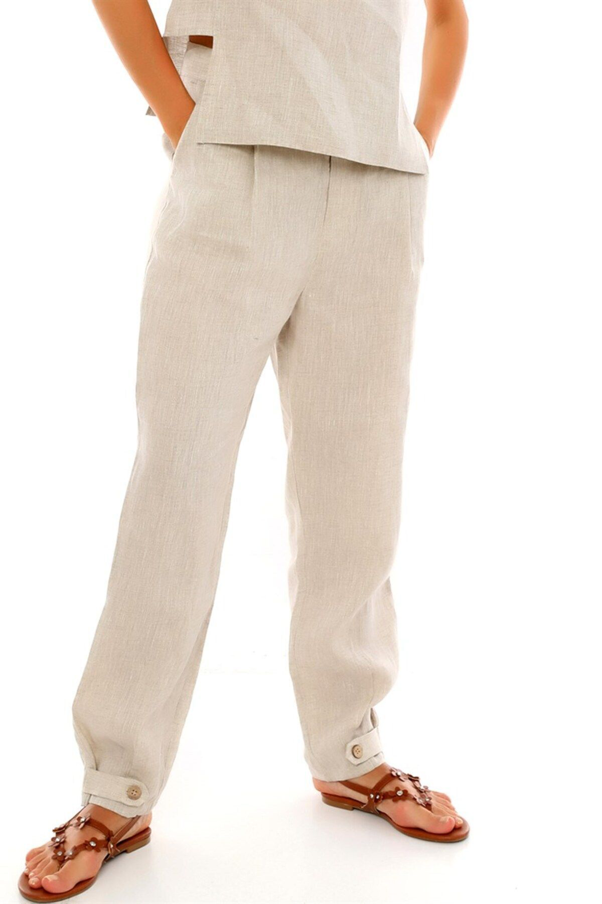 Dreamlike Fermuarlı Düğmeli Cepli Paçası Düğmeli Rahat Ve Şık Pantolon