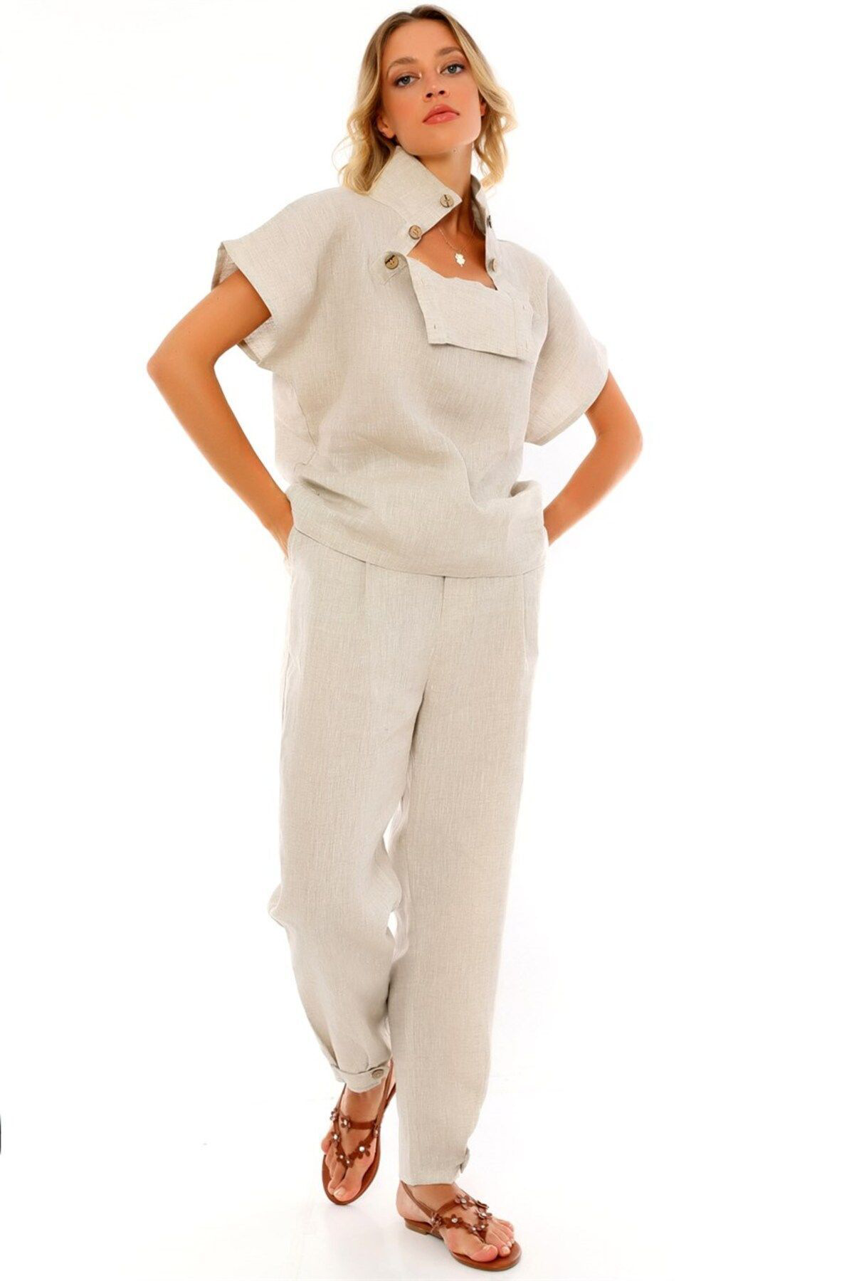 Dreamlike Fermuarlı Düğmeli Cepli Paçası Düğmeli Rahat Ve Şık Pantolon