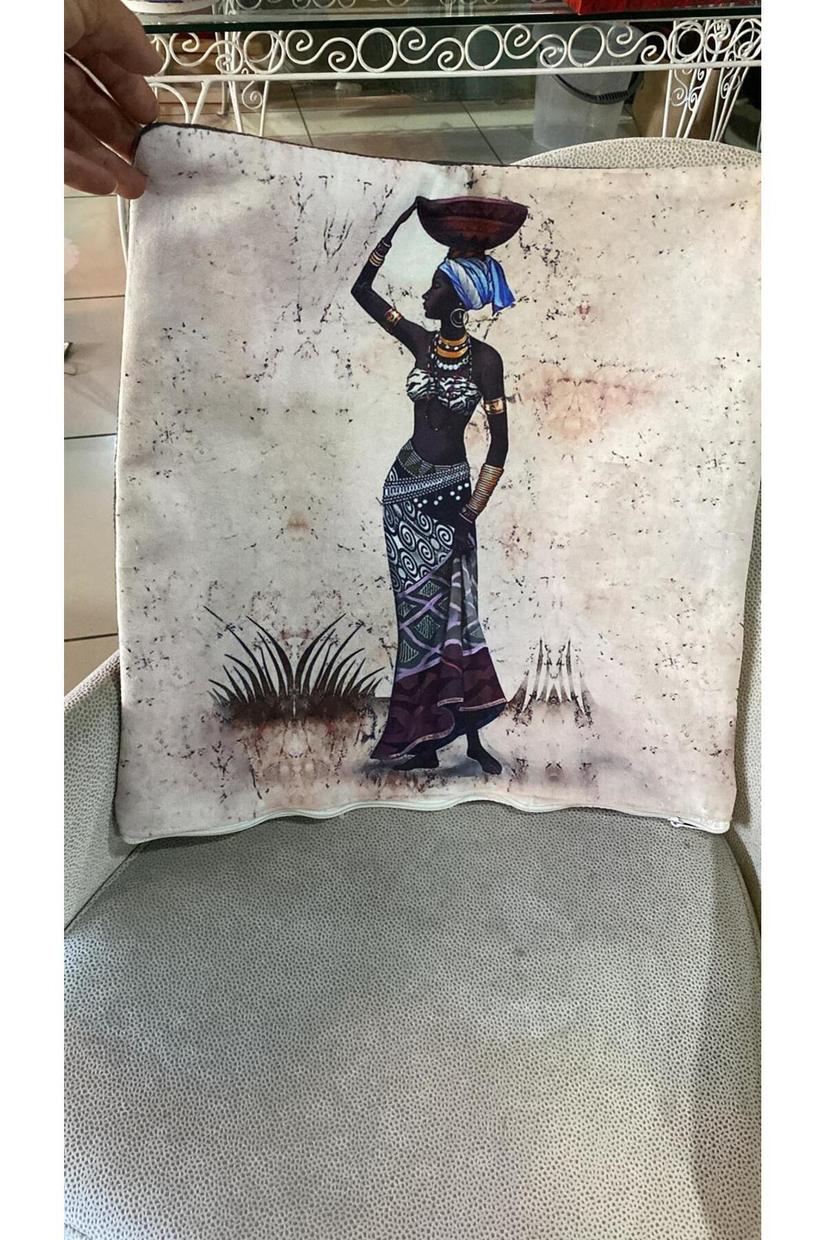 Elif Aksesuar Fermuarlı Etnik Desen Kırlent Kılıfı