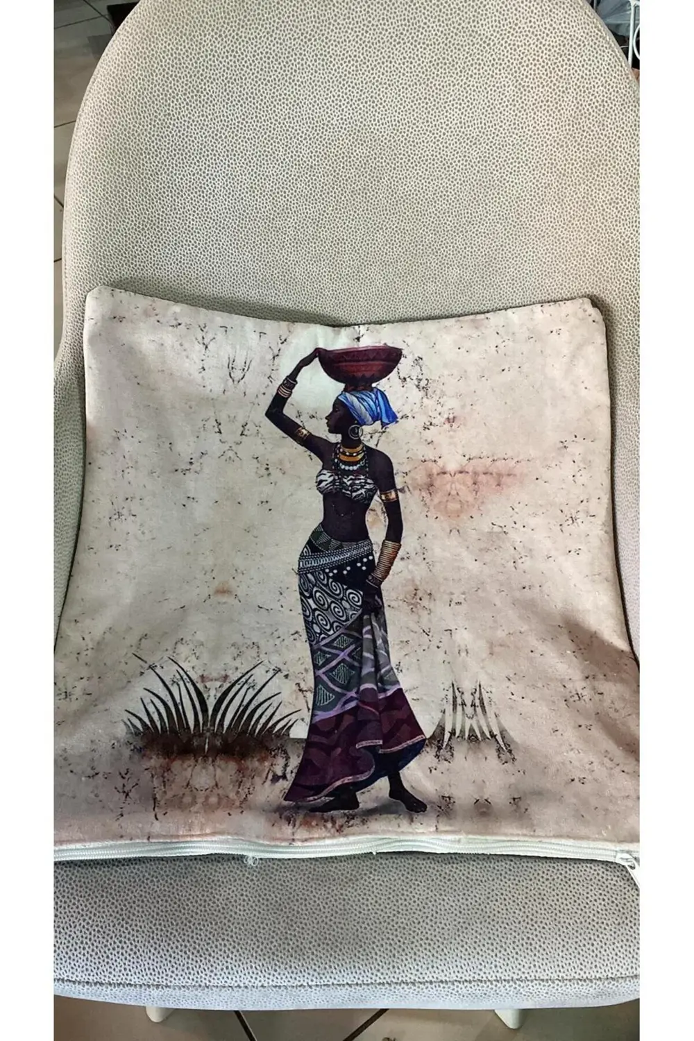 Fermuarlı Etnik Desen Kırlent Kılıfı