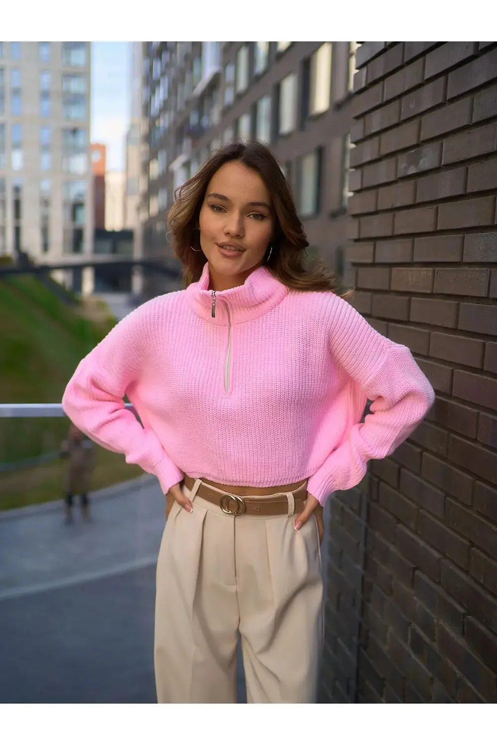 FERMUARLI HAKİM YAKA OVERSİZE KADIN TRİKO KAZAK