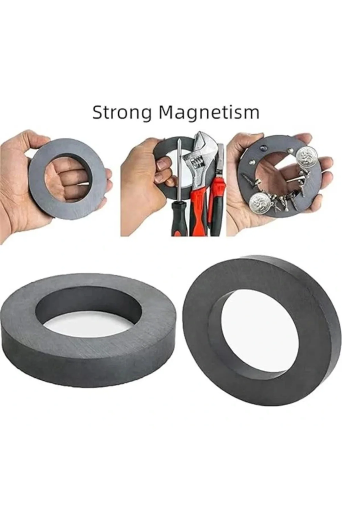 Ferrit Halka Seramik Siyah Kömür Mıknatıs Ø70x32x10 mm (1 Adet)