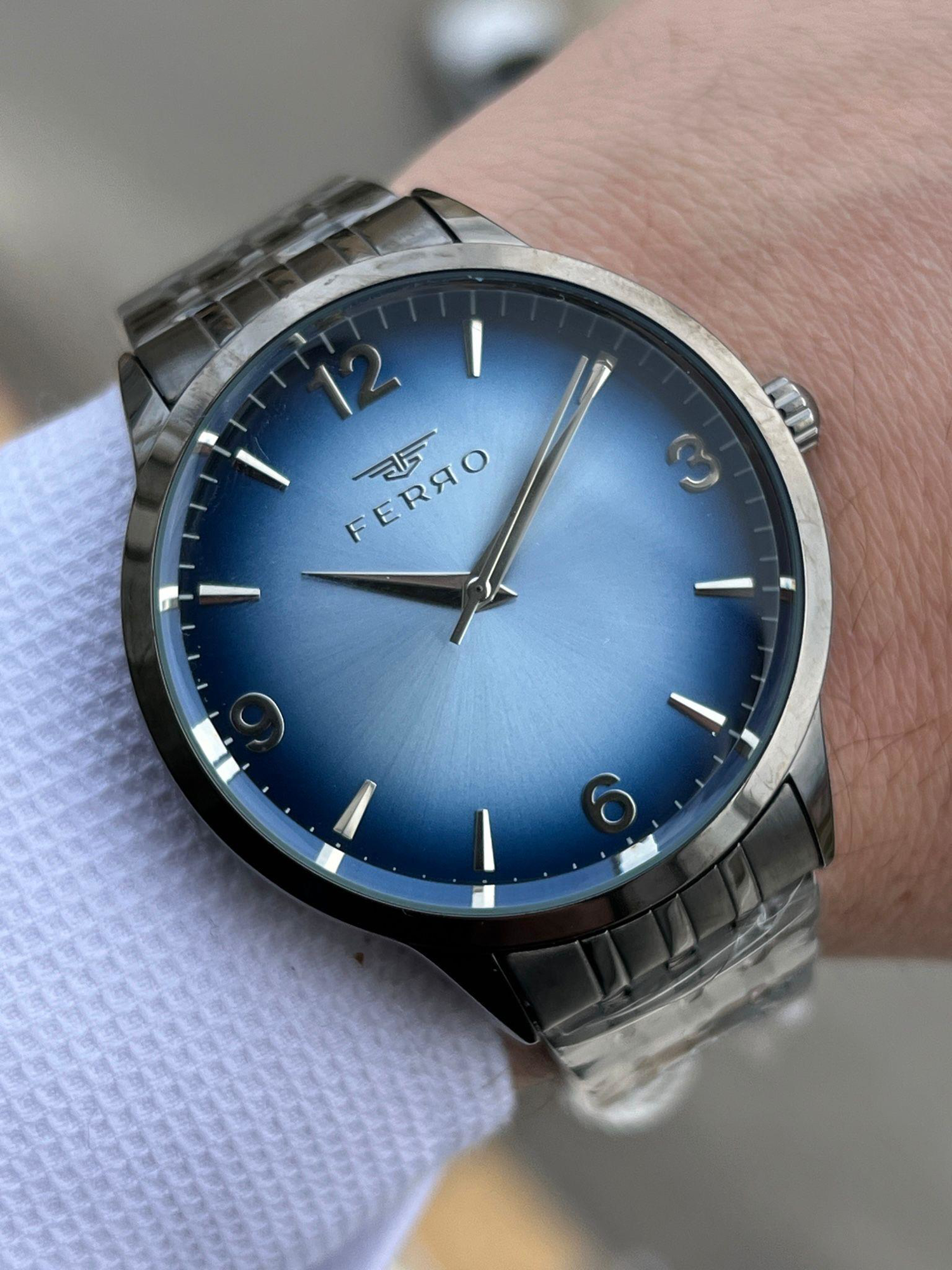 FERRO 30 Mt Su Geçirmez Renk Atmaz Çelik Kordonlu Erkek kol Saat 