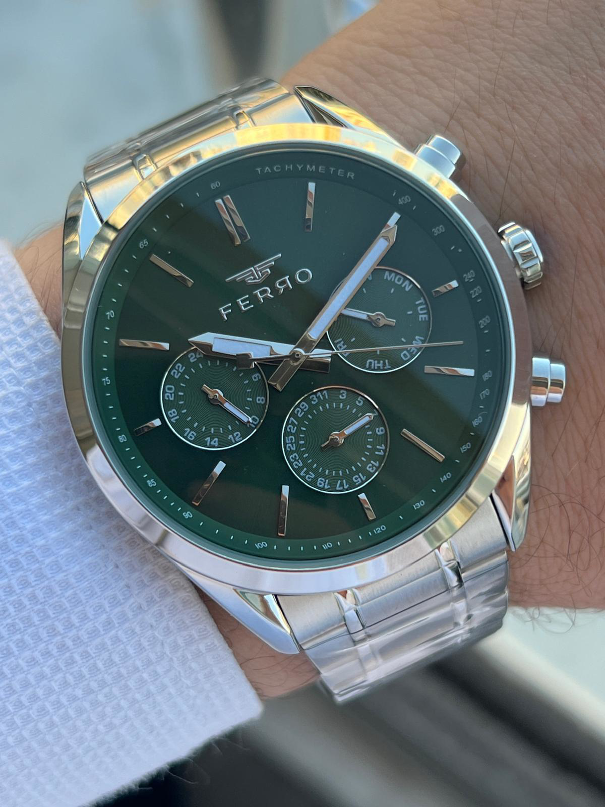 Ferro Çelik Kordon İç Fonksiyonları Aktif Chronograph 30 Mt Su Ge