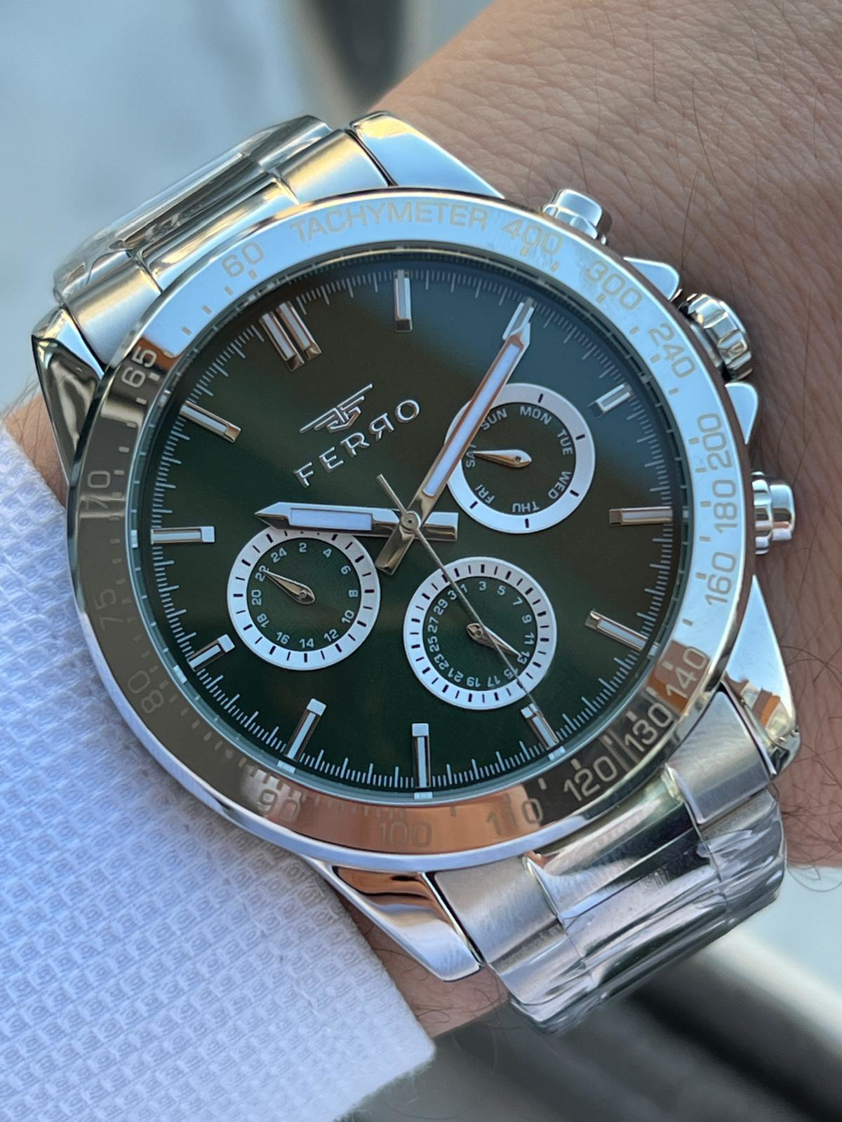 Ferro Çelik Kordon İç Fonksiyonları Aktif Chronograph 30 Mt Su Ge
