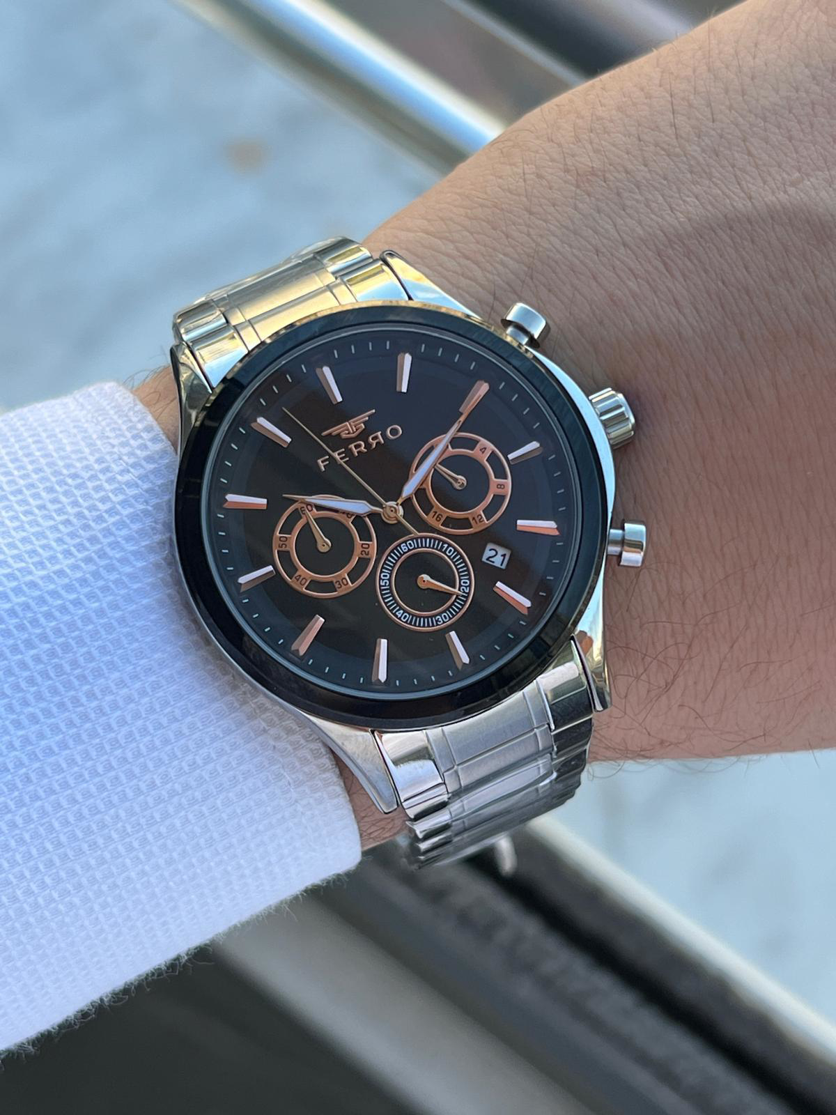 Ferro Çelik Kordon İç Fonksiyonları Aktif Chronograph 30 Mt Su Ge