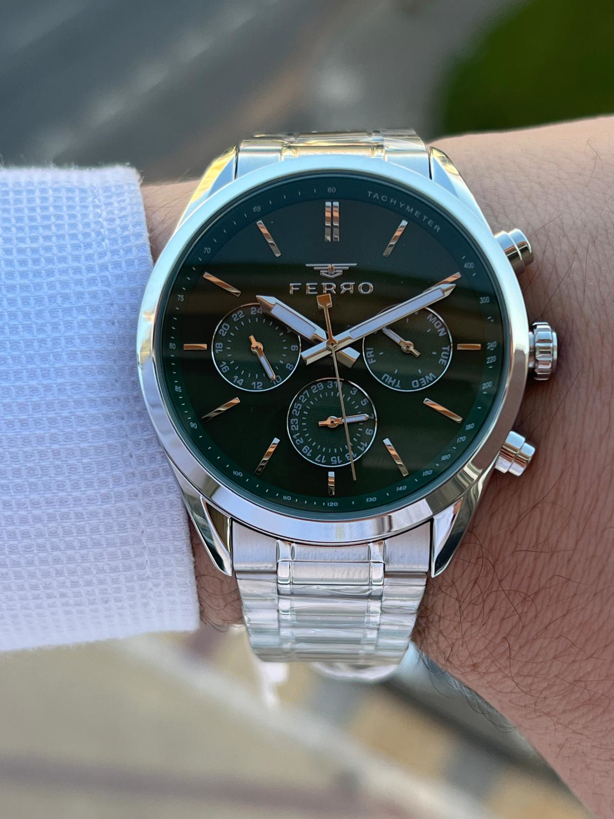 Ferro Çelik Kordon İç Fonksiyonları Aktif Chronograph 30 Mt Su Ge