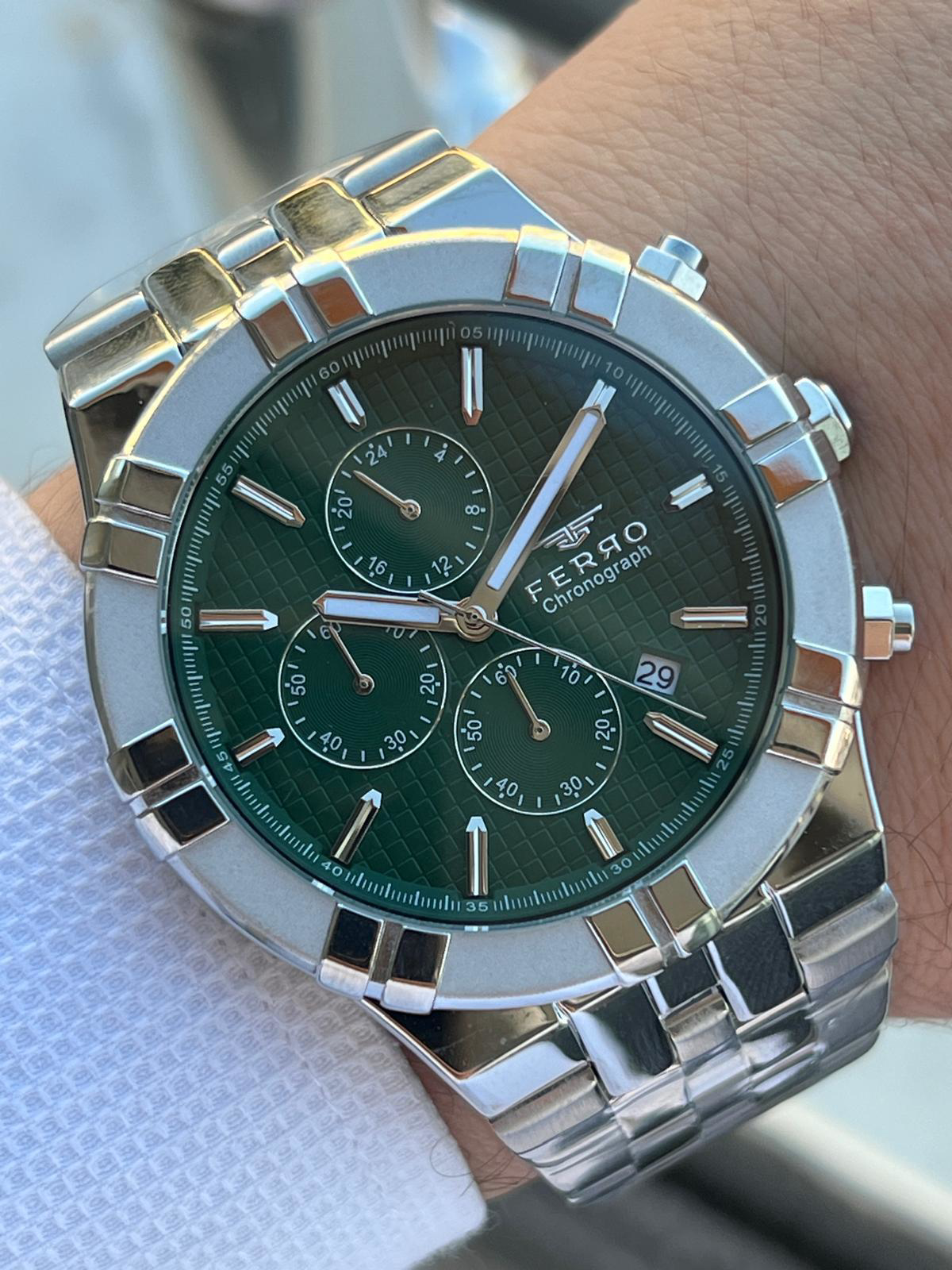 Ferro Çelik Kordon İç Fonksiyonları Aktif Chronograph 30 Mt Su Ge