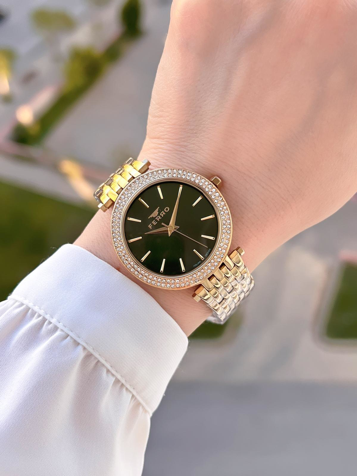 Ferro Çelik Kordon Taşlı Kasa İTALIAN DESIGN  2 Yıl Garantili Kad