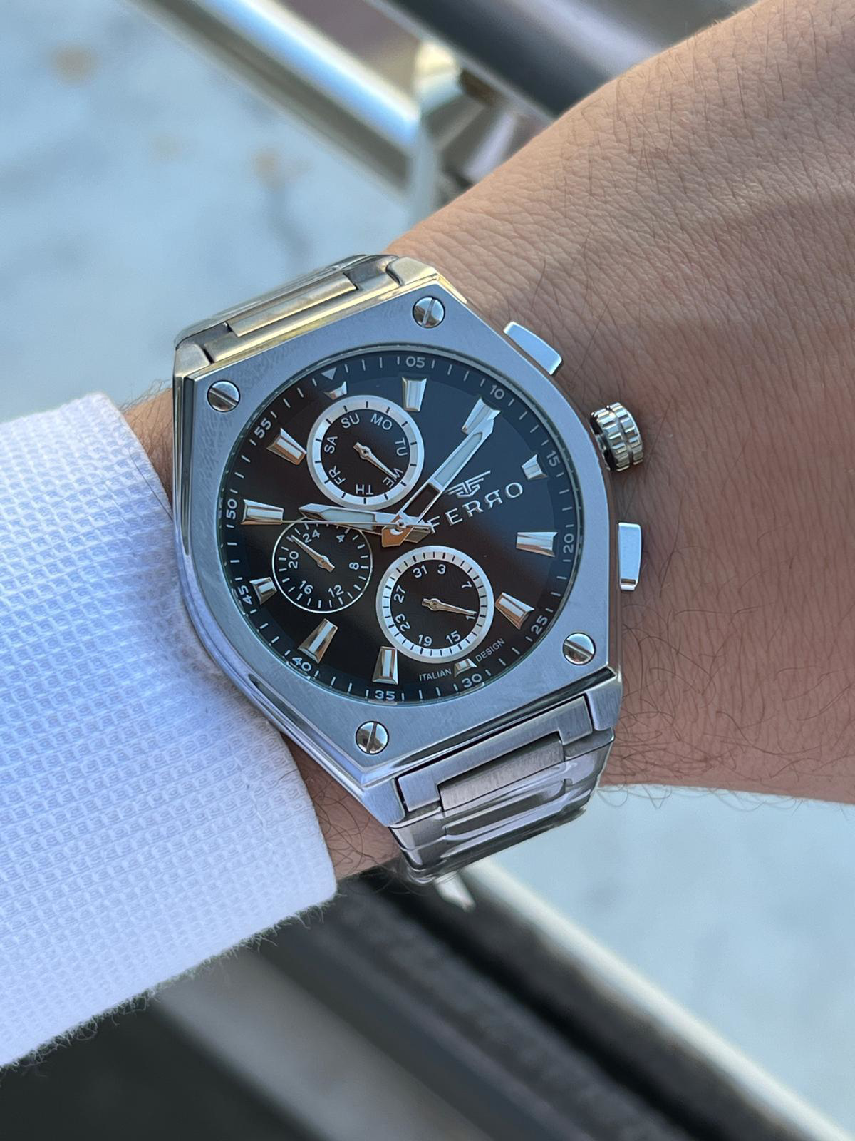 Ferro Çelik Kordon İç Fonksiyonları Aktif Chronograph 30 Mt Su Ge