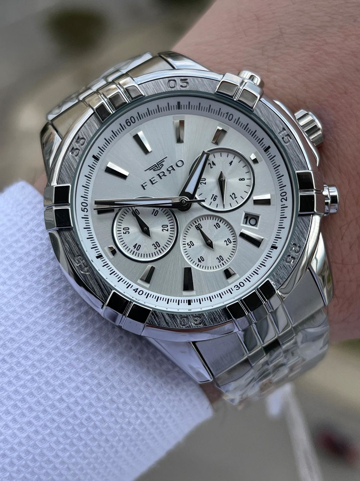 Ferro Çelik Kordon İç Fonksiyonları Aktif Chronograph 30 Mt Su Ge
