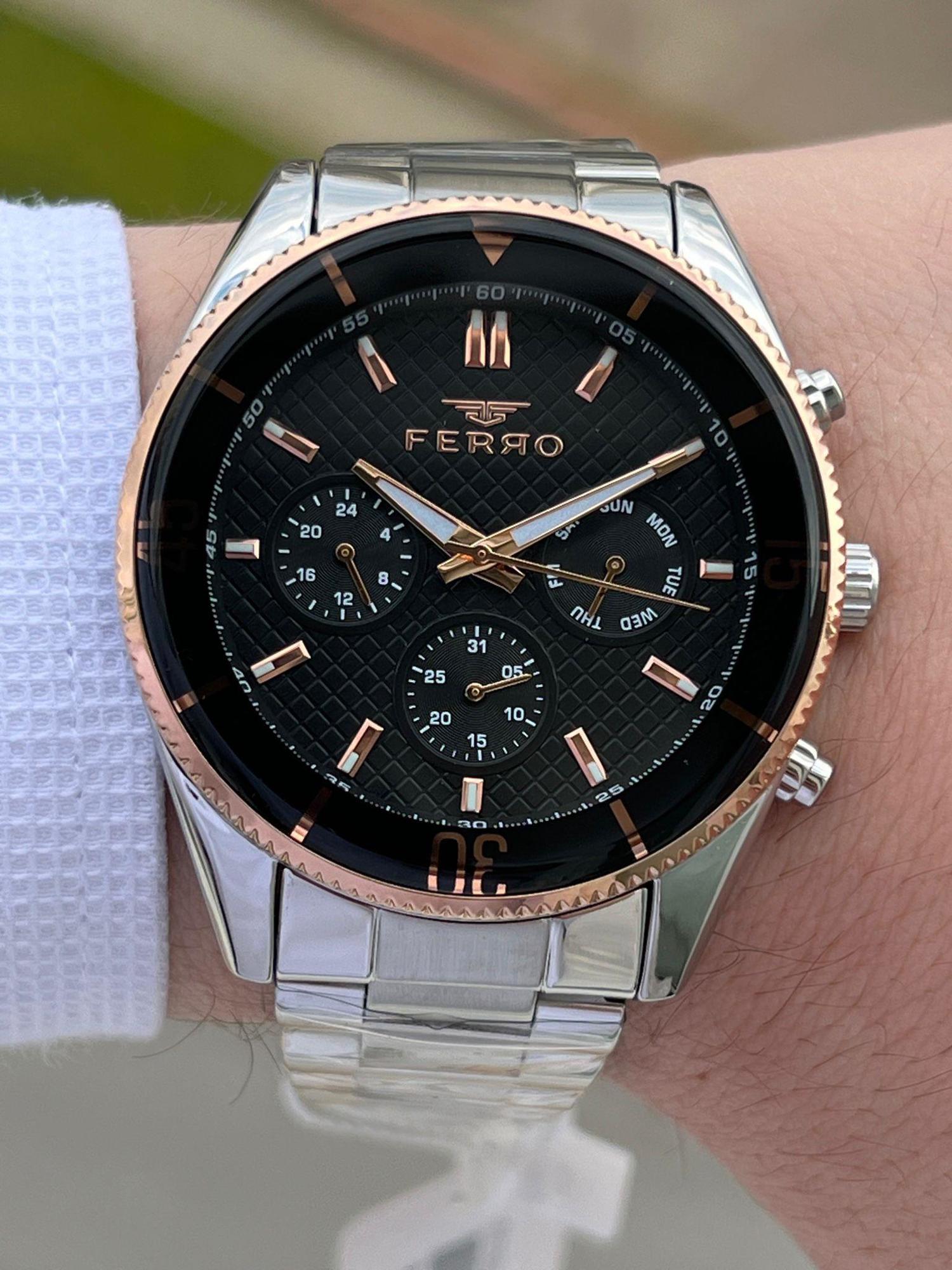 Ferro Çelik Kordon İç Fonksiyonları Aktif Chronograph 30 Mt Su Ge